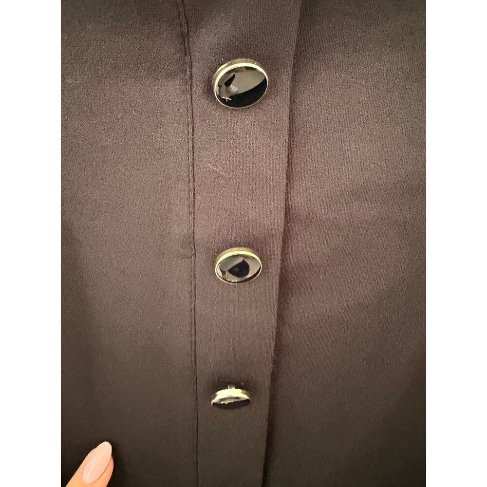 NYCC Black Button Front Pencil Skirt Size Small Career Office Chic - Picture 6 of 7